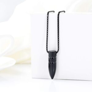 zeqingjw Bullet Urn Necklace for Ashes Memorial Cremation Jewelry Ash Holder Keepsake Jewelry for Pet/Human(Black)