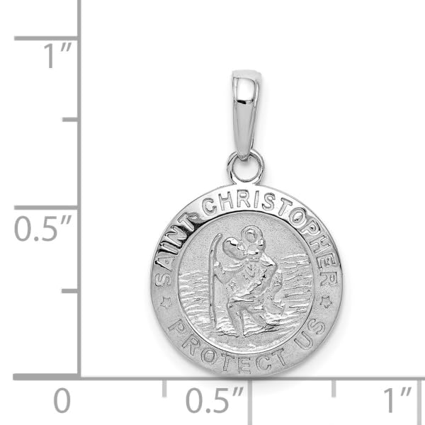 IceCarats 14K White Gold Saint Christopher Medal Patron of Travelers Athletes Protection Necklace Christian Religious Pendant Faith Charm 23.5mm x 15mm Only