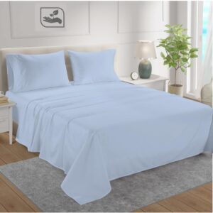 CharlottelyHues Luxury 100% Egyptian Cotton Bed Sheets - 1000 Thread Count 4-Piece King Sheets Set, Long Staple Cotton Bedding Sheets, Sateen Weave, Hotel Sheets, Fits Upto 18" Mattress - Sky Blue