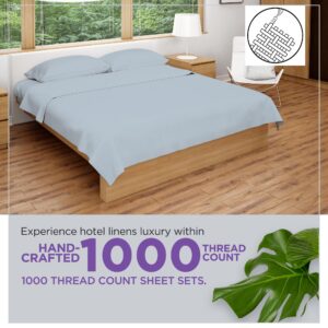 CharlottelyHues Luxury 100% Egyptian Cotton Bed Sheets - 1000 Thread Count 4-Piece King Sheets Set, Long Staple Cotton Bedding Sheets, Sateen Weave, Hotel Sheets, Fits Upto 18" Mattress - Sky Blue