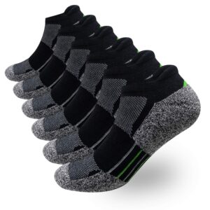 men’s low cut athletic socks performance comfort no show running socks sports cushioned tab (a4-black(no show) - 6 pairs, l/xl(us men 9-12))