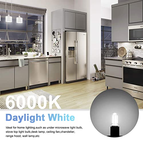 E17 LED Bulbs Under Microwave Over Stove Lights, Daylight 6000K, 40W Incandescent Equivalent, Non-Dimmable, Pack of 2