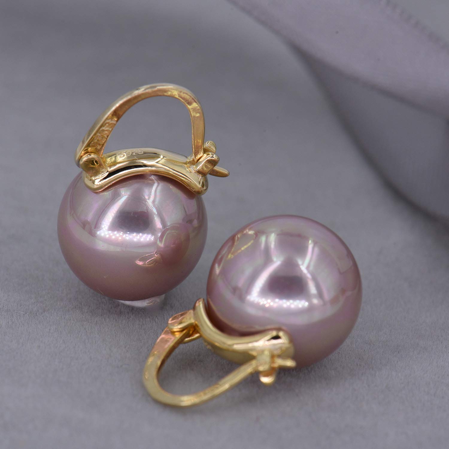 Big Pearl Dangle Earrings [18K Gold Plated - .925 Sterling Silver] - Bridal / Wedding / Ballroom / Gala / Vintage / Art Deco