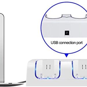 Wii Charging Station, Dual Charger Dock with Two Rechargeable 2800mAH Batteries for Wii Remote Controller(White)