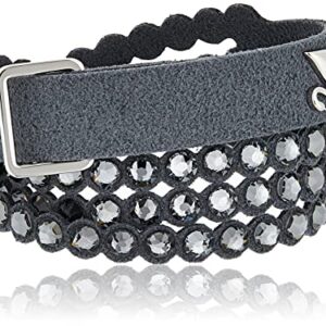 SWAROVSKI Power Collection Women's Bracelet, Wrap Strand Bracelet with Dark Gray Alcantara Fabric Band with Dark Gray Crystals and Adjustable Closure