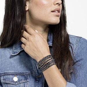 SWAROVSKI Power Collection Women's Bracelet, Wrap Strand Bracelet with Dark Gray Alcantara Fabric Band with Dark Gray Crystals and Adjustable Closure