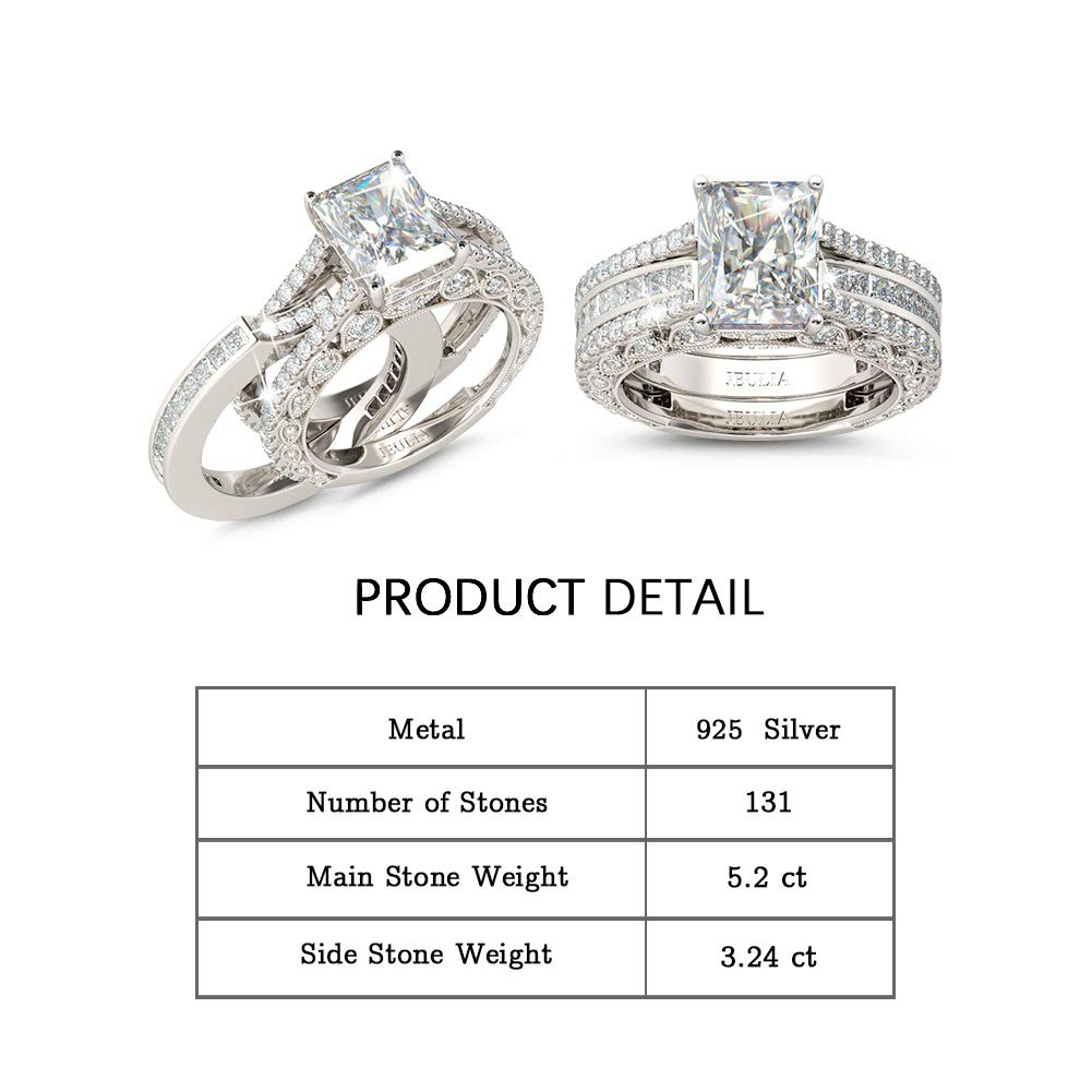 Jeulia Diamond Band Rings for Women CZ Sterling Silver Interchangeable Ring Sets with Stones Wedding Engagement Anniversary Promise Bridal Ring Sets (8.5)