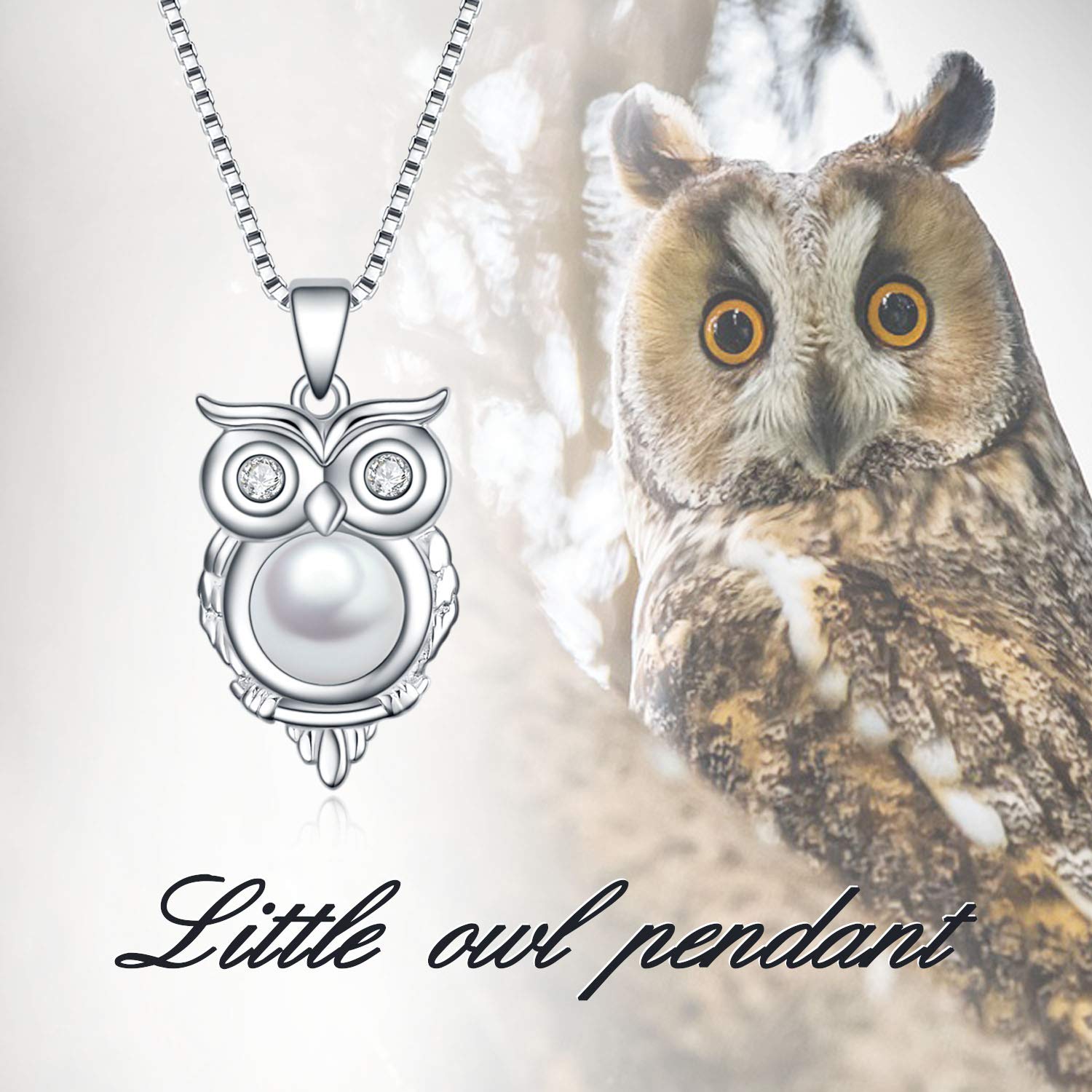 YFN Owl Gifts Sterling Silver Owl necklace Owl Pearl Pendant for Women Jewelry Gifts