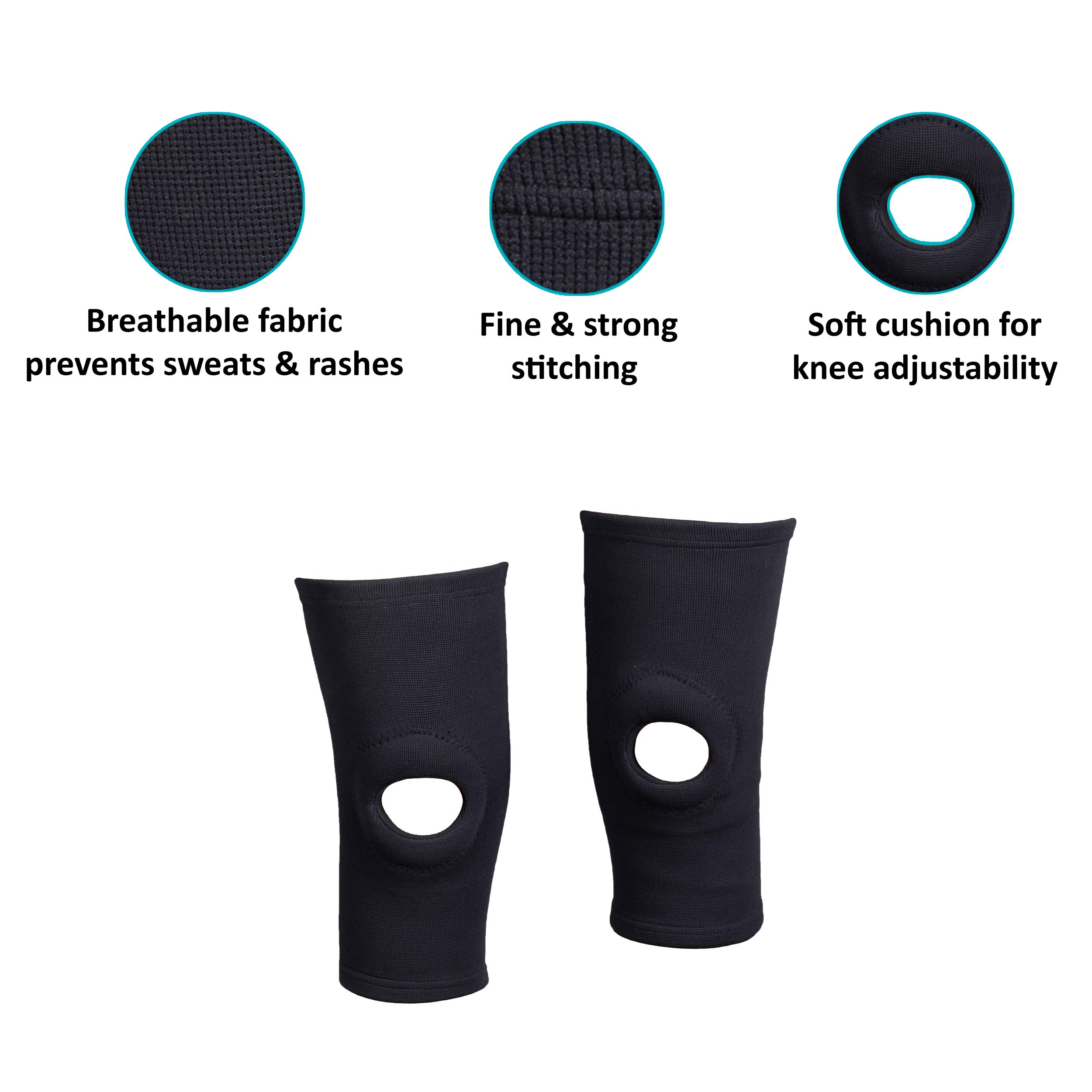 WC_ Black Knee Support brace with Open Patella, Knee Sleeve for Running, Jogging, Sports, Joint Pain Relief, Arthritis and Injury Recovery for Men and Women