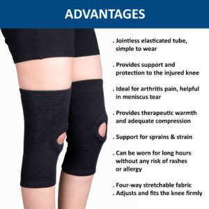 WC_ Black Knee Support brace with Open Patella, Knee Sleeve for Running, Jogging, Sports, Joint Pain Relief, Arthritis and Injury Recovery for Men and Women