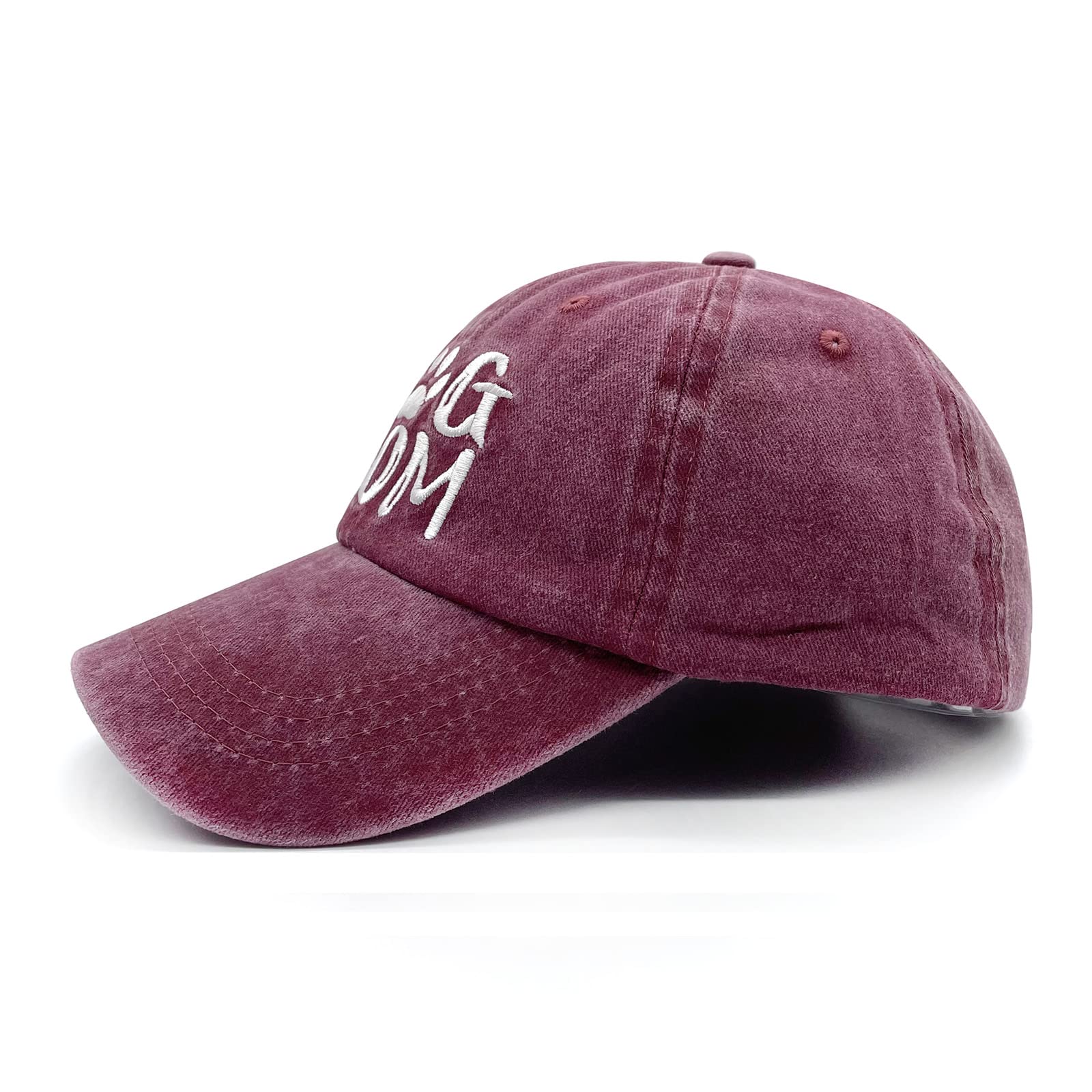 Waldeal Women's Embroidered Dog Mom Dad Hat Adjustable Washed Baseball Cap Burgundy