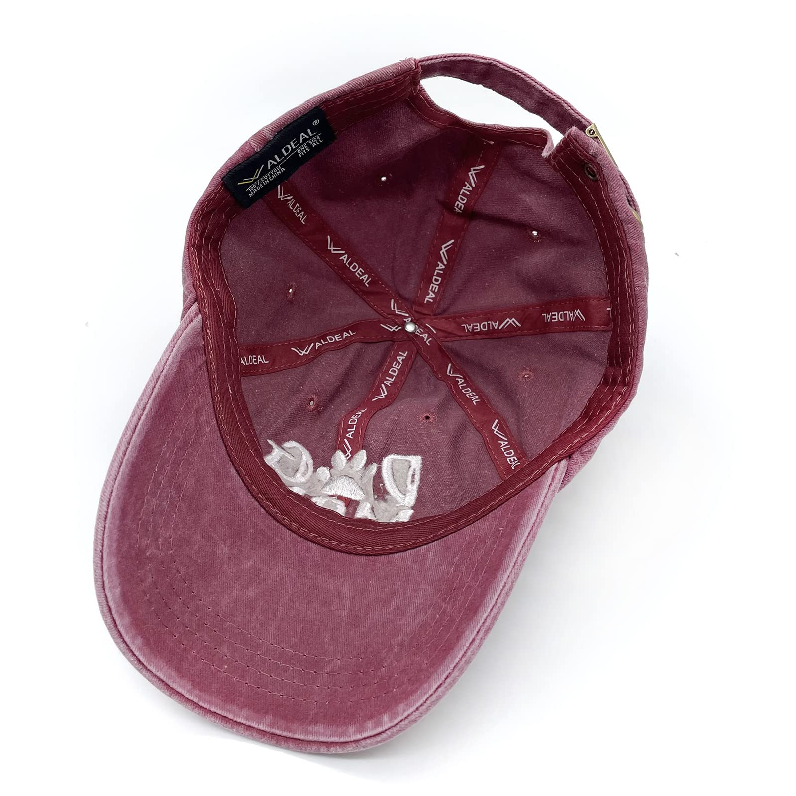 Waldeal Women's Embroidered Dog Mom Dad Hat Adjustable Washed Baseball Cap Burgundy