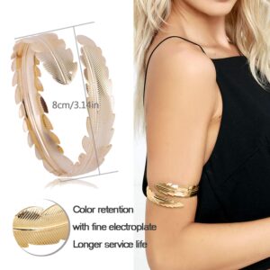 RIOSO 6 Pieces Arm Cuff Upper Arm Band Cuff Bracelet Bangle for Women Silver Gold Adjustable Armband Set