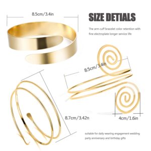 RIOSO 6 Pieces Arm Cuff Upper Arm Band Cuff Bracelet Bangle for Women Silver Gold Adjustable Armband Set