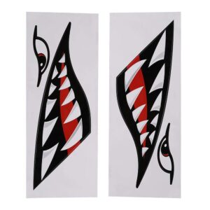 2pcs shark teeth mouth reflective decals sticker waterproof diy funny graphics accessories for car kayak canoe fishing boat truck decoration funny boat stickers and decals funny boat stickers and