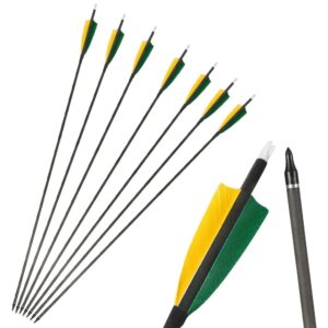 TOPARCHERY 6pcs Archery Arrows, 31 Inch Carbon Arrows with 4" Natural Feather, Carbon Arrows 400 Spine, Arrows Target Hunting Arrows for Longbow, Recureve Bow and Traditional Bow