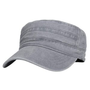 withmoons washed cotton cadet cap vintage military army hat mens womens kz40037 (lightgrey)