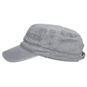 WITHMOONS Washed Cotton Cadet Cap Vintage Military Army Hat Mens Womens KZ40037 (Lightgrey)