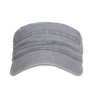 WITHMOONS Washed Cotton Cadet Cap Vintage Military Army Hat Mens Womens KZ40037 (Lightgrey)