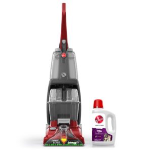 hoover powerscrub deluxe carpet cleaner machine, upright shampooer, fh50150nc with 64 oz pet carpet cleaner solution, concentrated machine cleaner solution for pets, ah31925