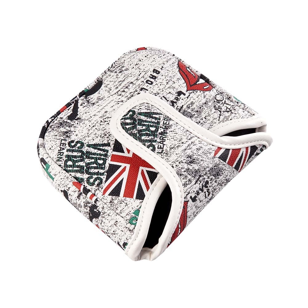 PLUSKER Golf Club Square Heel Shafted Mallet Putter Cover Magnetic Closure Red Creative UK Flag Pattern Putters Headcover