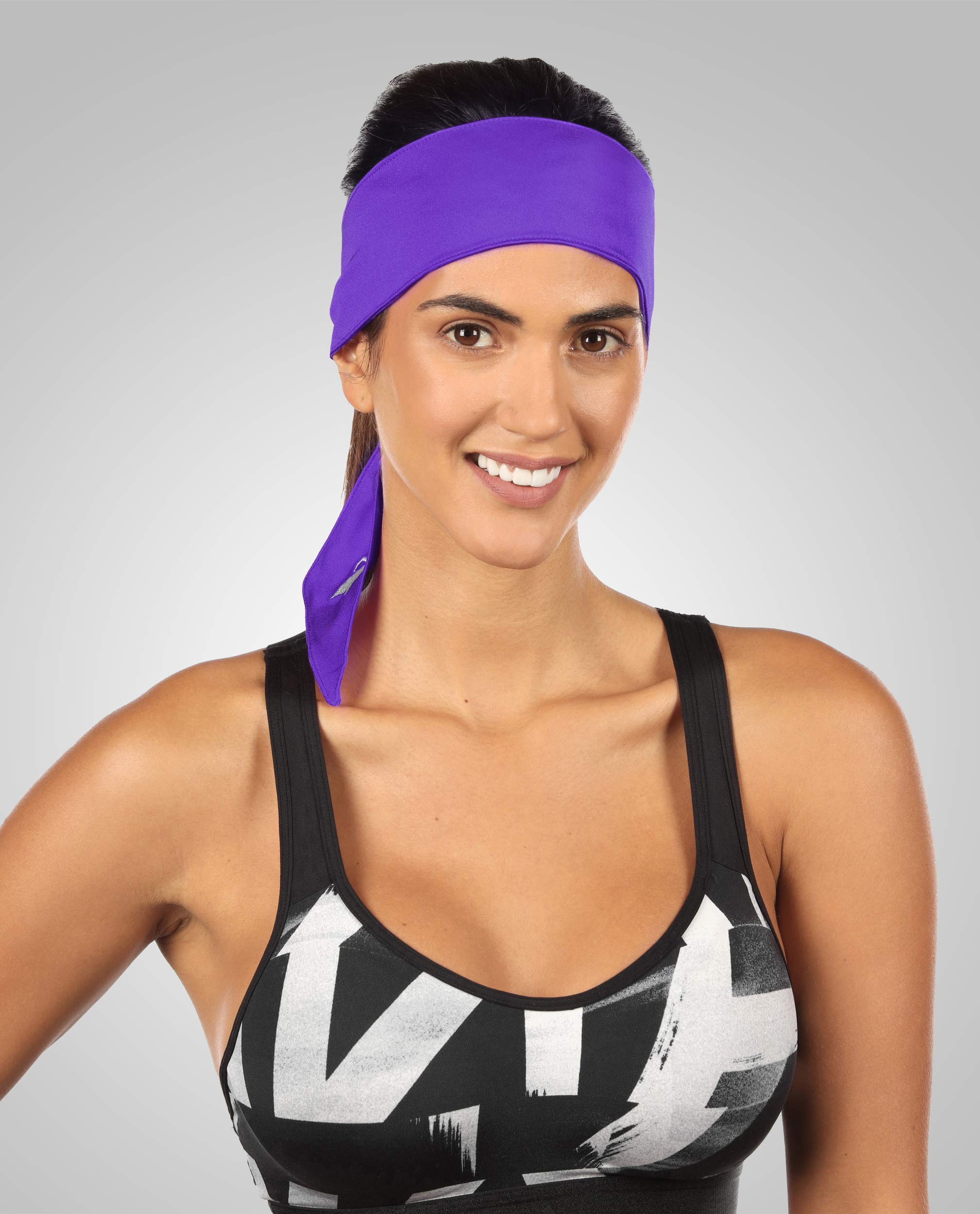 Athle Sport Headband - Sports Head Tie Headband for Women and Men - 3 Pack Workout and Running Headband - Sweatbands for Men and Women - Dri Fit Head Wrap - Purple