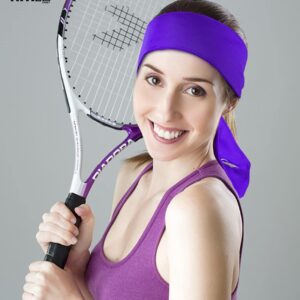 Athle Sport Headband - Sports Head Tie Headband for Women and Men - 3 Pack Workout and Running Headband - Sweatbands for Men and Women - Dri Fit Head Wrap - Purple