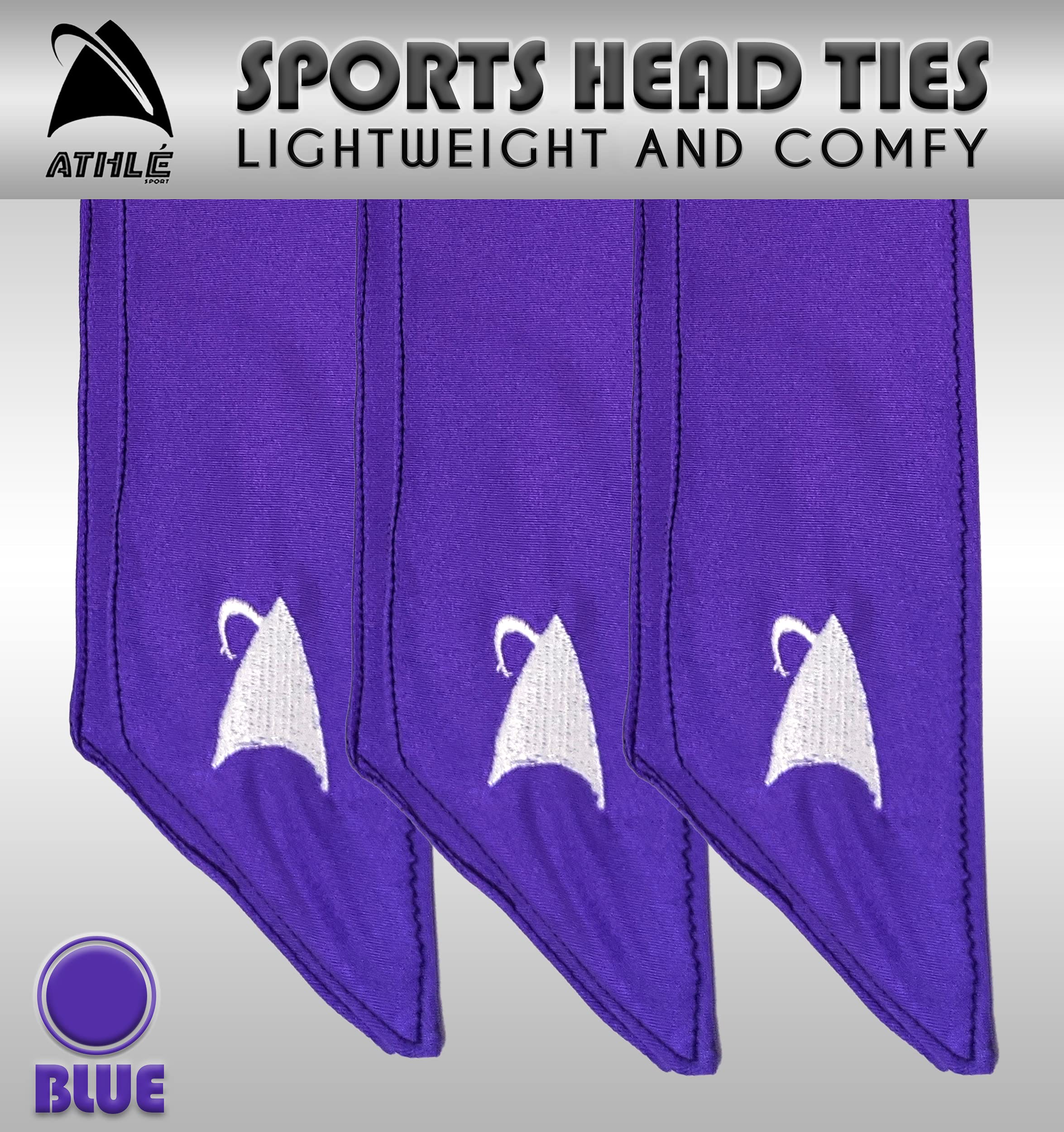 Athle Sport Headband - Sports Head Tie Headband for Women and Men - 3 Pack Workout and Running Headband - Sweatbands for Men and Women - Dri Fit Head Wrap - Purple