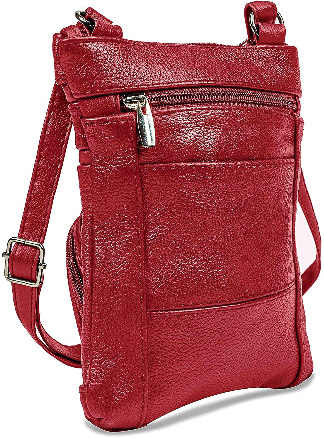 Krediz leather crossbody bags for women, Multi Pocket crossbody purse with Adjustable Strap, Soft & Durable Leather Purse