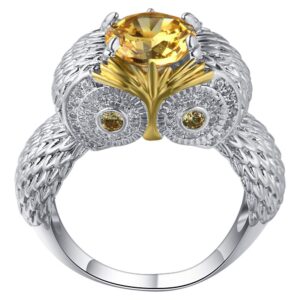 Moca Jewelry Iced Out Domineering Owl Ring 18K Gold Plated Bling CZ Simulated Diamond Hip Hop Ring for Men Women (9)