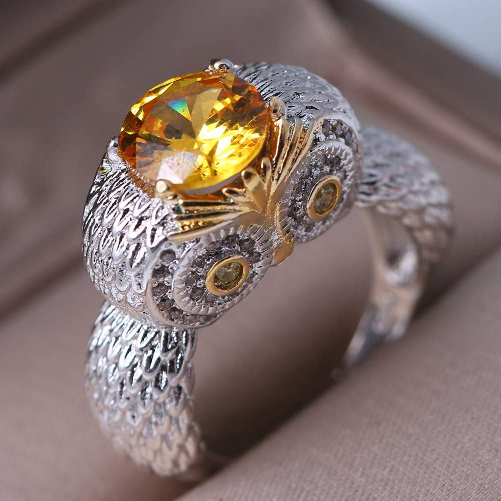 Moca Jewelry Iced Out Domineering Owl Ring 18K Gold Plated Bling CZ Simulated Diamond Hip Hop Ring for Men Women (9)