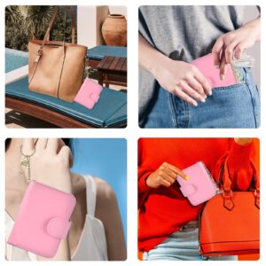 Beurlike Women's RFID Credit Card Holder Organizer Case Leather Security Wallet (Upgrade a (10 Accordion/Key Ring) - Pink)