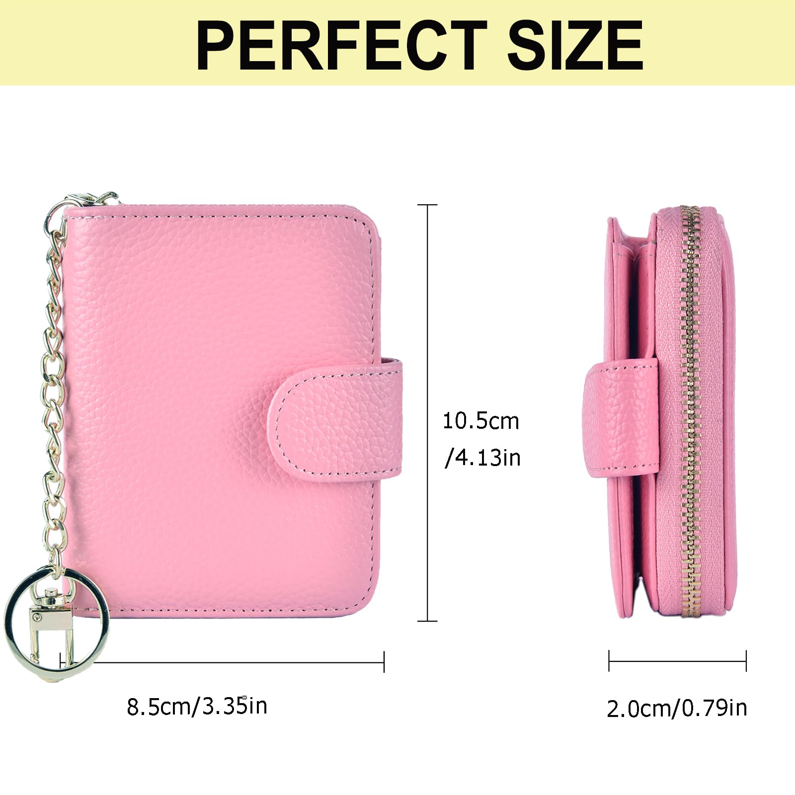 Beurlike Women's RFID Credit Card Holder Organizer Case Leather Security Wallet (Upgrade a (10 Accordion/Key Ring) - Pink)