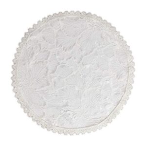 PAMOR Chapel Cap Veil Floral Lace Mantilla Inspired Circle Round Head Covering (White)