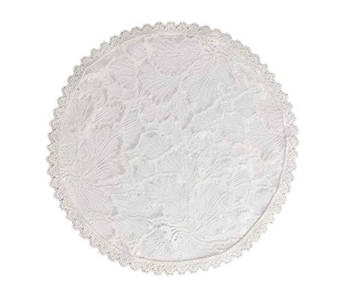 PAMOR Chapel Cap Veil Floral Lace Mantilla Inspired Circle Round Head Covering (White)