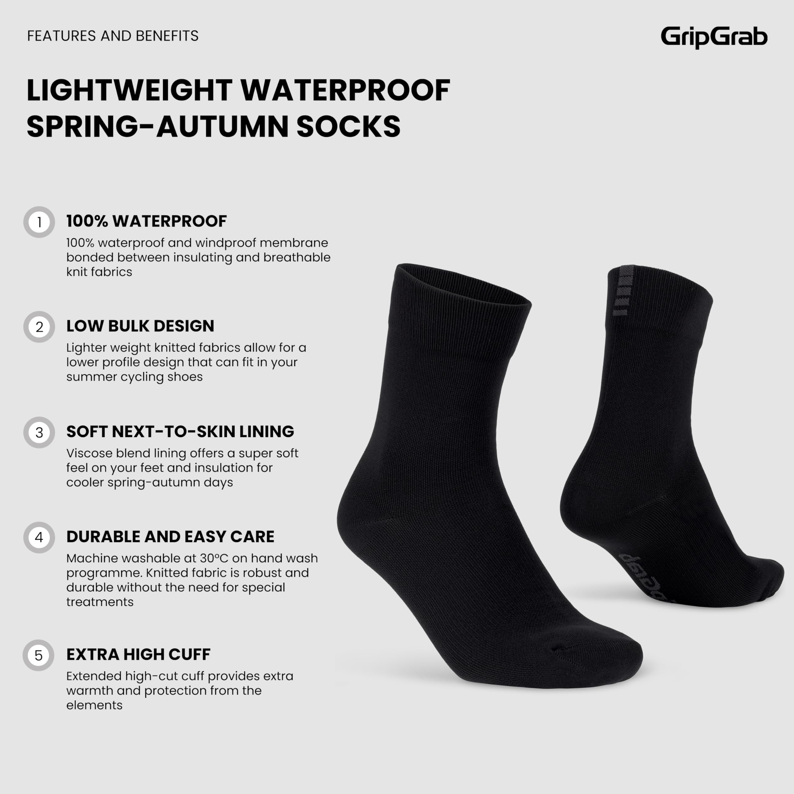 GripGrab Lightweight Waterproof Cycling Socks Insulating Cold Weather Cycling Socks Wet Weather Winter Socks For Cycling