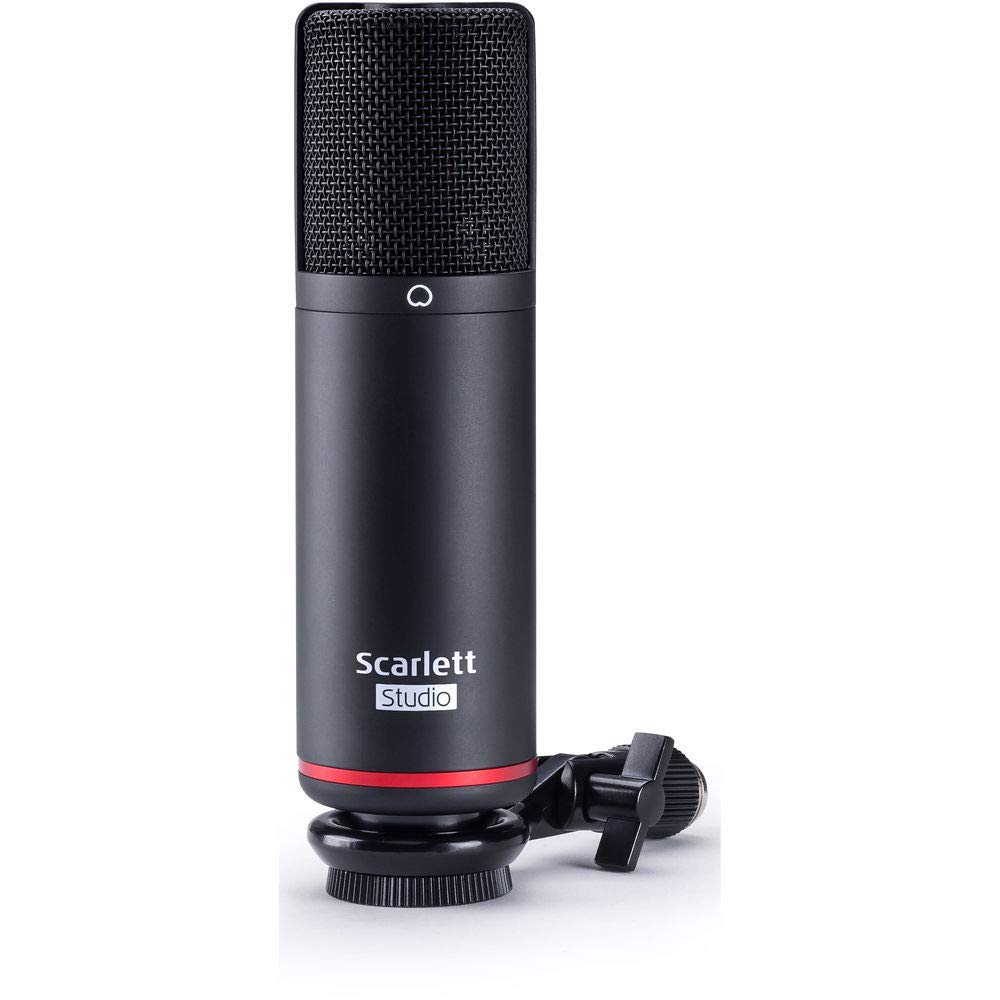 Focusrite Scarlett 2i2 Studio 3rd Gen 2-in, 2-out USB Audio Interface with Microphone & Headphones, Tripod Mic Stand + Boom, Headphone Holder, Pop Filter & 2x XLR Cable Bundle