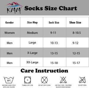 KMM Men's Cotton Full Thick Cushion Crew Socks Moisture Control Heavy Duty Work Boot Warm Thermal Anti Wicking Sweat Blisters 6P(White L)