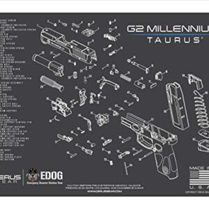 EDOG G2 Gun Cleaning Mat - Schematic (Exploded View) Diagram Compatible with Taurus G2 Series Pistol 3 mm Padded Pad Protect Your Firearm Magazines Bench Surfaces Gun Oil Solvent Resistant