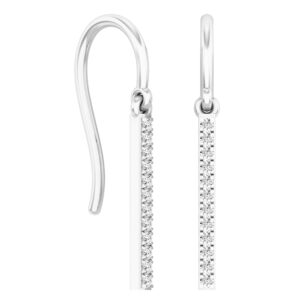 Dazzlingrock Collection 0.25 Carat (ctw) Round White Diamond Vertical Bar French Wire Dangle Earrings for Women in 10K White Gold