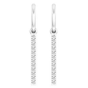 Dazzlingrock Collection 0.25 Carat (ctw) Round White Diamond Vertical Bar French Wire Dangle Earrings for Women in 10K White Gold