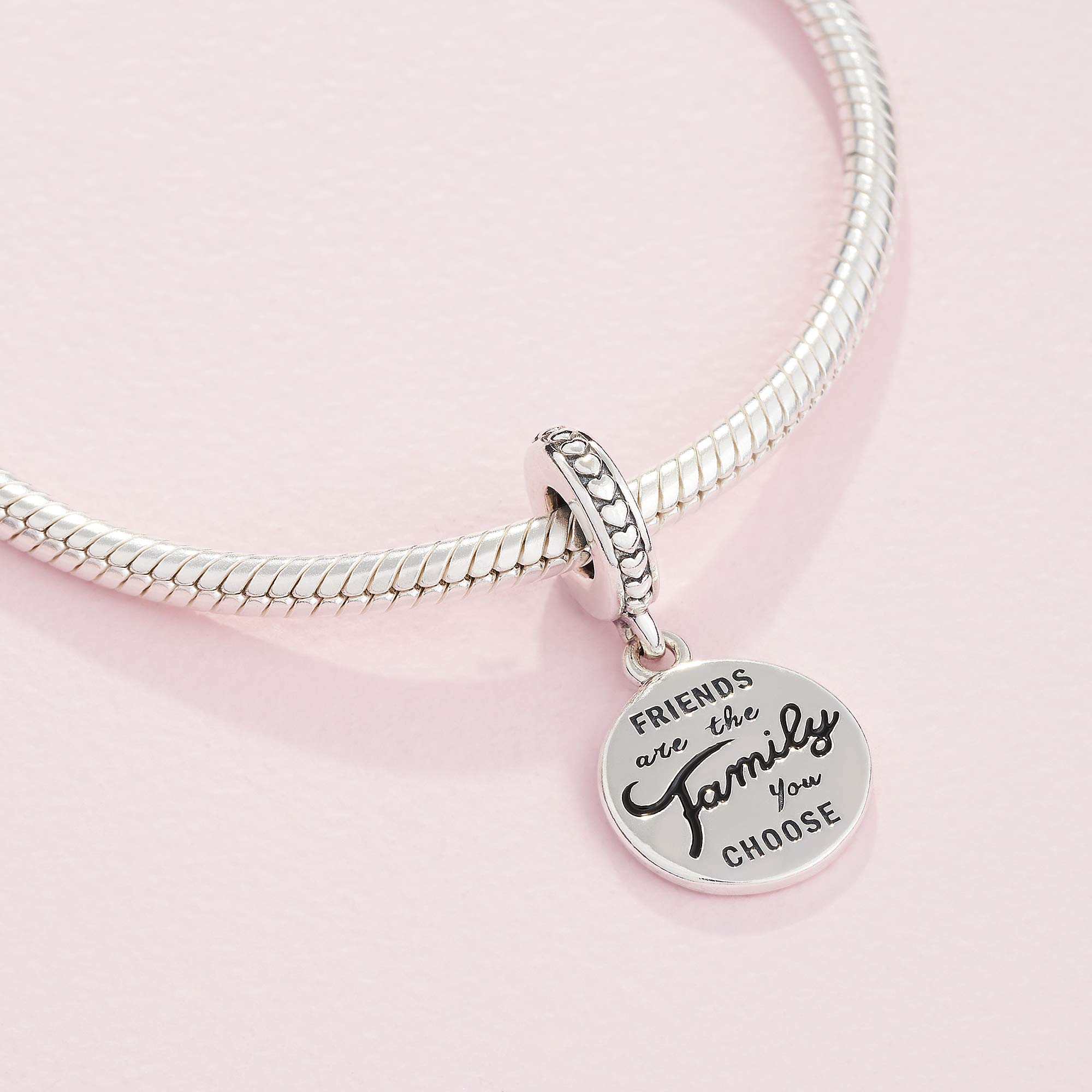 Pandora Jewelry Friends Are Family Dangle Charm - Beautiful Family Charm for Pandora Charm Bracelets - Perfect for Holiday or Birthday Gift - Sterling Silver Charm