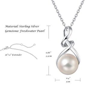 FANCIME June Birthstone 925 Sterling Silver Twist Pearl Necklace with Genuine Quality 9-10mm Freshwater Cultured Pearls Fine Pearl Jewelry for Women