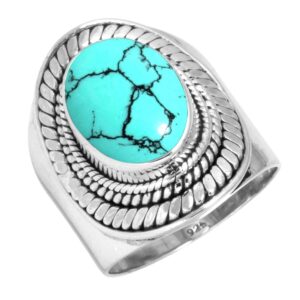 jeweloporium 925 sterling silver ring for women size 12 blue turquoise stone solitaire silver ring christmas - gift costume jewelry