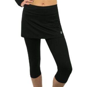 sofibella uv staples abaza 13in womens tennis skirt with capri leggings - black/l