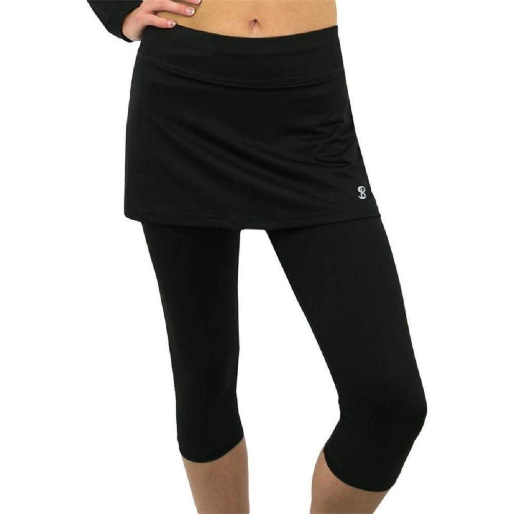 SOFIBELLA UV Staples Abaza 13in Womens Tennis Skirt with Capri Leggings - Black/L