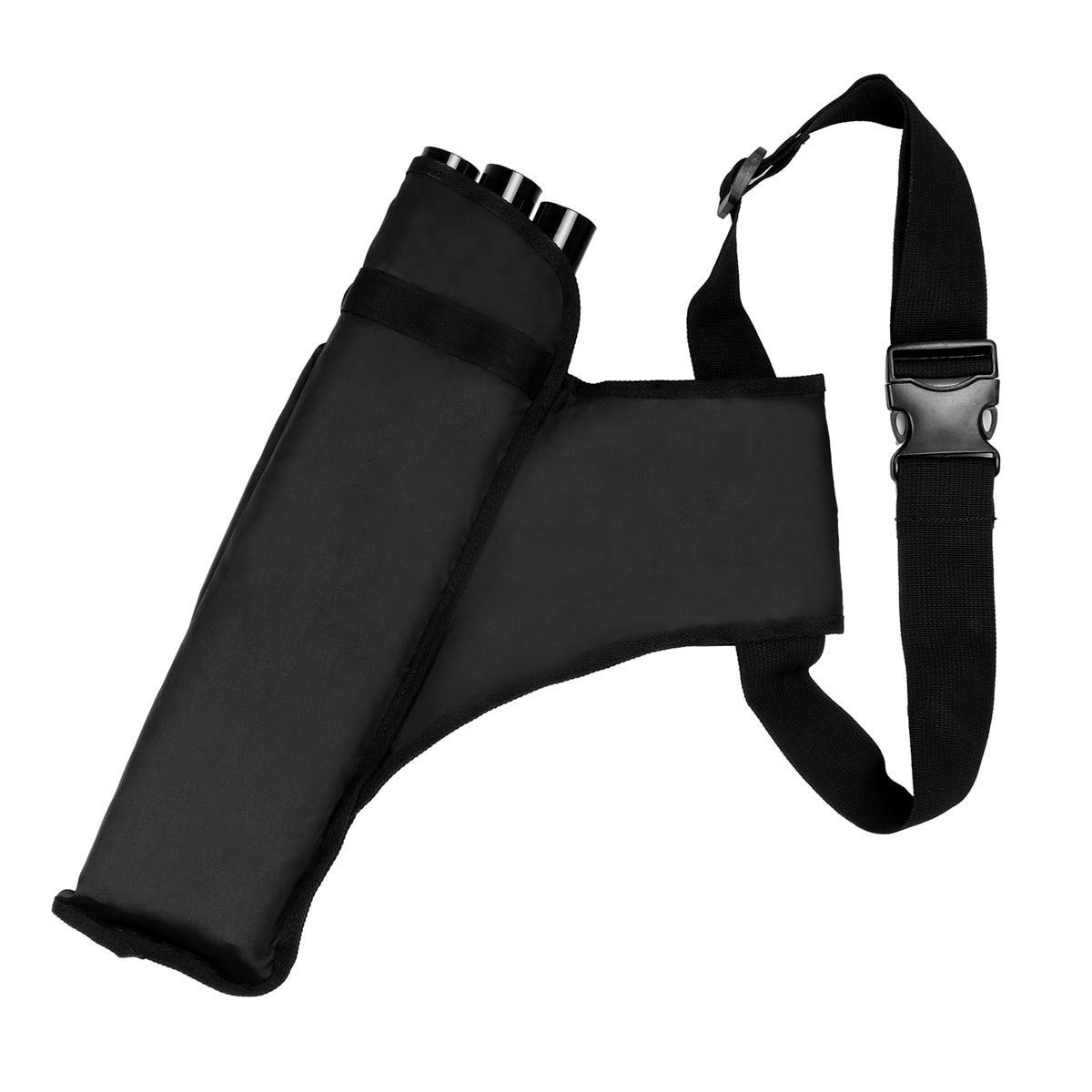 abcGoodefg 3 Tube Hip Archery Arrow Quiver Holder with Pockets and Adjustable Strap for Hunting Training (Black)