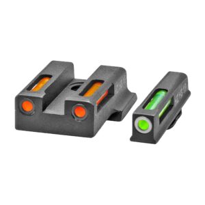 HiViz® Litewave H3 Sight Tritium LitePipe Day/Night for S&W EZ380, Green/Orange litepipes w/White Front Ring, One Size, Model: EZN421