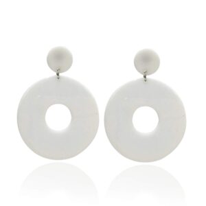 Hollow Round Acrylic Dangle Earrings Transparent Geometric Multi-Color Fashion Earrings for Women-White