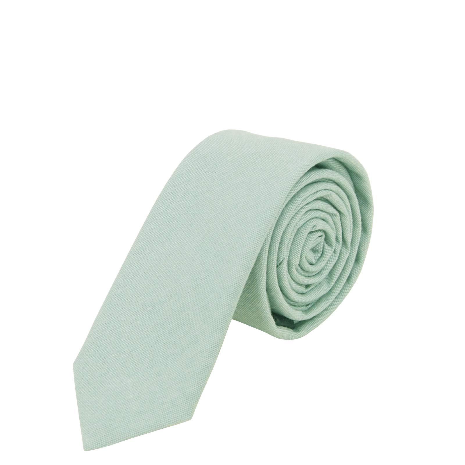 JNJSTELLA Cotton Solid Skinny Men's Necktie 2" Tie Light Mint Green